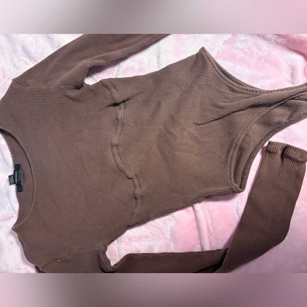 Forever 21 Brown Ribbed Women's Bodysuit